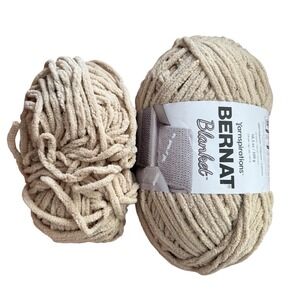 Bernat Blanket Yarn Almond size 6 Super Bulky 10.5oz Skein + Partial Ball
